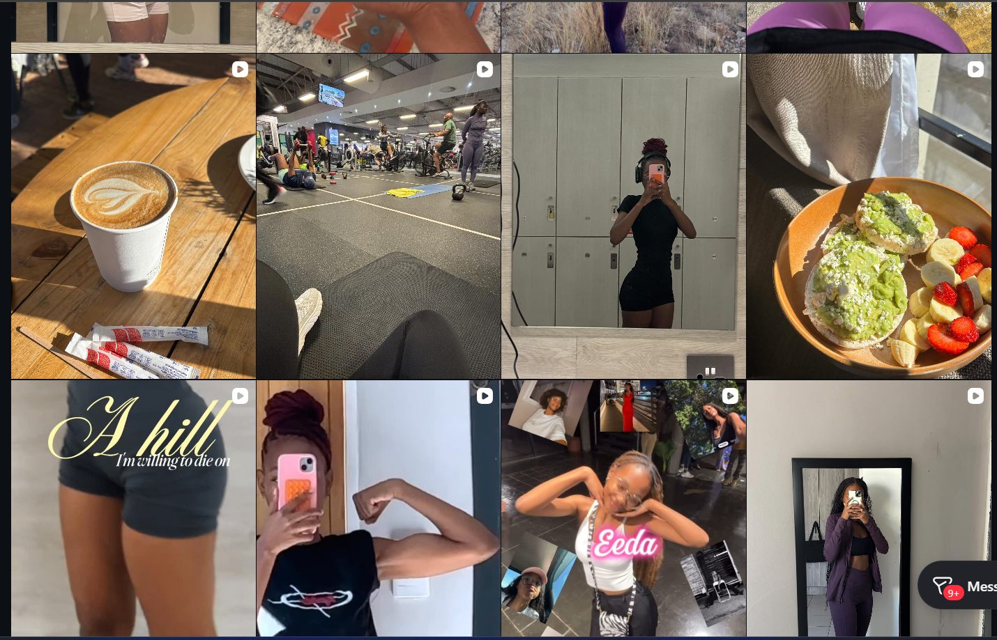 Fitness lifestyle, meals, and gym mirror moments